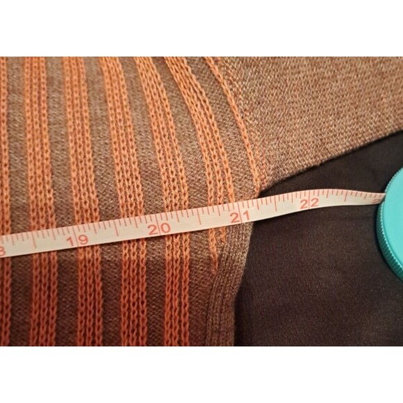 Smartwool Woman's Size L Orange/Gray V-Neck Long Sleeve Sweater Ribbed Stretch - Picture 7 of 11